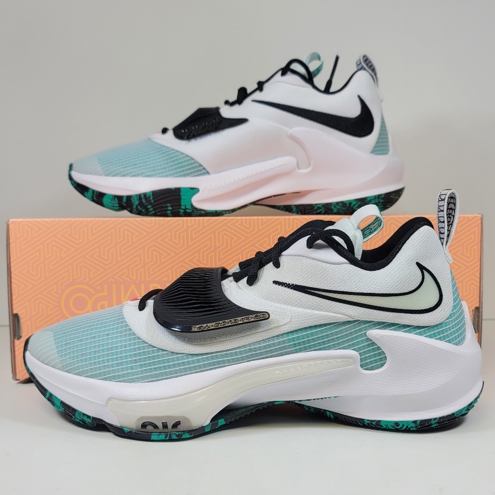 NEW Nike Zoom Freak 3 Men's Sizes White/Black-Clear Emerald DA0694 101 Shoes
